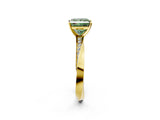 Yellow gold Fancy Green Princess Cut Diamond Engagement Ring with Side Stone Accents and Four-Prong Setting_26