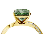 Yellow gold Fancy Green Princess Cut Diamond Engagement Ring with Side Stone Accents and Four-Prong Setting_28