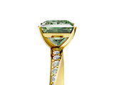 Yellow gold Fancy Green Princess Cut Diamond Engagement Ring with Side Stone Accents and Four-Prong Setting_29