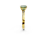 Yellow gold Fancy Green Princess Cut Diamond Engagement Ring with Side Stone Accents and Four-Prong Setting_98