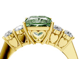 Yellow gold Fancy Green Princess  Cut Diamond Five-Stone Prong Set White Gold Ring_53
