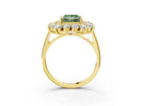 Yellow gold Fancy Green Princess Cut Diamond Floral Double Halo Engagement Ring with Prong Setting_27