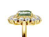 Yellow gold Fancy Green Princess Cut Diamond Floral Double Halo Engagement Ring with Prong Setting_29