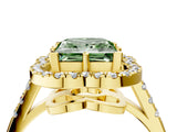 Yellow gold Fancy Green Princess Cut Diamond Floral Halo Split Shank Prong Setting Ring_16