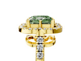 Yellow gold Fancy Green Princess Cut Diamond Floral Halo Split Shank Prong Setting Ring_17