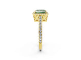 Yellow gold Fancy Green Princess Cut Diamond Halo Engagement Ring with Pavé Band and Prong Setting_29
