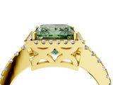 Yellow gold Fancy Green Princess Cut Diamond Halo Engagement Ring with Pavé Band and Prong Setting_31