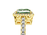 Yellow gold Fancy Green Princess Cut Diamond Halo Engagement Ring with Pavé Band and Prong Setting_32