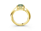 Yellow gold Fancy Green Princess  Cut Diamond Halo Engagement Ring with Split Shank and Four-Prong Setting_32