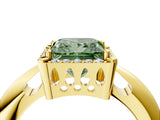 Yellow gold Fancy Green Princess  Cut Diamond Halo Engagement Ring with Split Shank and Four-Prong Setting_33
