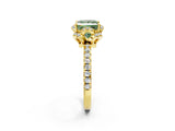 Yellow gold Fancy Green Princess Cut Diamond Halo Pave Band with Four-Prong Setting_5