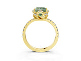 Yellow gold Fancy Green Princess Cut Diamond Halo Pave Band with Four-Prong Setting_6