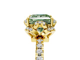 Yellow gold Fancy Green Princess Cut Diamond Halo Pave Band with Four-Prong Setting_8