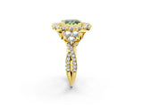 Yellow gold Fancy Green Princess Cut Diamond Halo Ring with Pavé Band and Four-Prong Setting_20