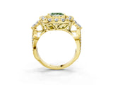 Yellow gold Fancy Green Princess Cut Diamond Halo Ring with Pavé Band and Four-Prong Setting_21