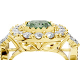 Yellow gold Fancy Green Princess Cut Diamond Halo Ring with Pavé Band and Four-Prong Setting_22