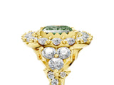 Yellow gold Fancy Green Princess Cut Diamond Halo Ring with Pavé Band and Four-Prong Setting_23