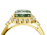 Yellow gold Fancy Green Princess Cut Diamond Halo Ring with Pear Side Stones and Prong Setting_20