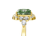 Yellow gold Fancy Green Princess Cut Diamond Halo Ring with Pear Side Stones and Prong Setting_21