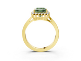Yellow gold Fancy Green Princess  Cut Diamond Halo Ring with Round Brilliant Halo and Solitaire Band_3
