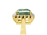 Yellow gold Fancy Green Princess  Cut Diamond Halo Ring with Round Brilliant Halo and Solitaire Band_5