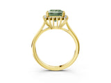 Yellow gold Fancy Green Princess  Cut Diamond Halo Ring with Solitaire Band and Prong Setting_31