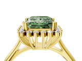 Yellow gold Fancy Green Princess  Cut Diamond Halo Ring with Solitaire Band and Prong Setting_32