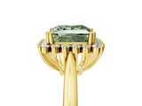 Yellow gold Fancy Green Princess  Cut Diamond Halo Ring with Solitaire Band and Prong Setting_33