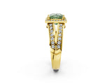 Yellow gold Fancy Green Princess Cut Diamond Halo Ring with Split Shank Pavé Band and Four-Prong Setting_2