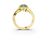 Yellow gold Fancy Green Princess Cut Diamond Halo Ring with Split Shank Pavé Band and Four-Prong Setting_3