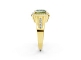 Yellow gold Fancy Green Princess Cut Diamond Halo Ring with Split Shank and Bezel Accents and Prong Setting_2