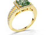 Yellow gold Fancy Green Princess Cut Diamond Halo Split Shank Engagement Ring_39