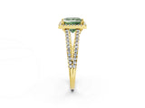 Yellow gold Fancy Green Princess Cut Diamond Halo Split Shank Engagement Ring_41