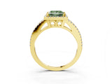 Yellow gold Fancy Green Princess Cut Diamond Halo Split Shank Engagement Ring_42