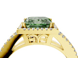 Yellow gold Fancy Green Princess Cut Diamond Halo Split Shank Engagement Ring_43