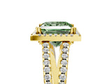 Yellow gold Fancy Green Princess Cut Diamond Halo Split Shank Engagement Ring_44