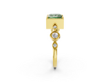 Yellow gold Fancy Green Princess  Cut Diamond Milgrain Marquise Band with Prong Setting_5