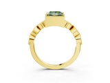 Yellow gold Fancy Green Princess  Cut Diamond Milgrain Marquise Band with Prong Setting_6