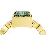 Yellow gold Fancy Green Princess  Cut Diamond Milgrain Marquise Band with Prong Setting_7