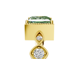 Yellow gold Fancy Green Princess  Cut Diamond Milgrain Marquise Band with Prong Setting_8