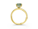 Yellow gold Fancy Green Princess  Cut Diamond Pavé Band Ring with Four-Prong Setting_3
