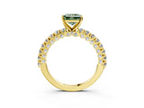 Yellow gold Fancy Green Princess Cut Diamond Pavé Band Solitaire Ring with Prong Setting_20