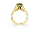 Yellow gold Fancy Green Princess  Cut Diamond Pavé Band Solitaire with Four-Prong Setting_18