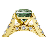 Yellow gold Fancy Green Princess  Cut Diamond Pavé Band Solitaire with Four-Prong Setting_19