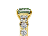 Yellow gold Fancy Green Princess  Cut Diamond Pavé Band Solitaire with Four-Prong Setting_20