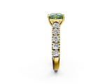 Yellow gold Fancy Green Princess  Cut Diamond Pavé Band Solitaire with Four-Prong Setting_5