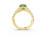 Yellow gold Fancy Green Princess  Cut Diamond Pavé Band Solitaire with Four-Prong Setting_6