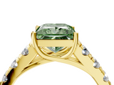 Yellow gold Fancy Green Princess  Cut Diamond Pavé Band Solitaire with Four-Prong Setting_7