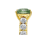 Yellow gold Fancy Green Princess  Cut Diamond Pavé Band Solitaire with Four-Prong Setting_8