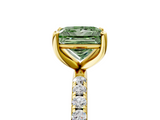 Yellow gold Fancy Green Princess  Cut Diamond Pavé Band Solitaire with Four-Prong Setting_8